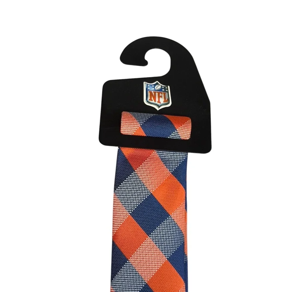 Denver Broncos NFL Mens Necktie‎ Orange Blue Gingham Eagles Wings Football NWT